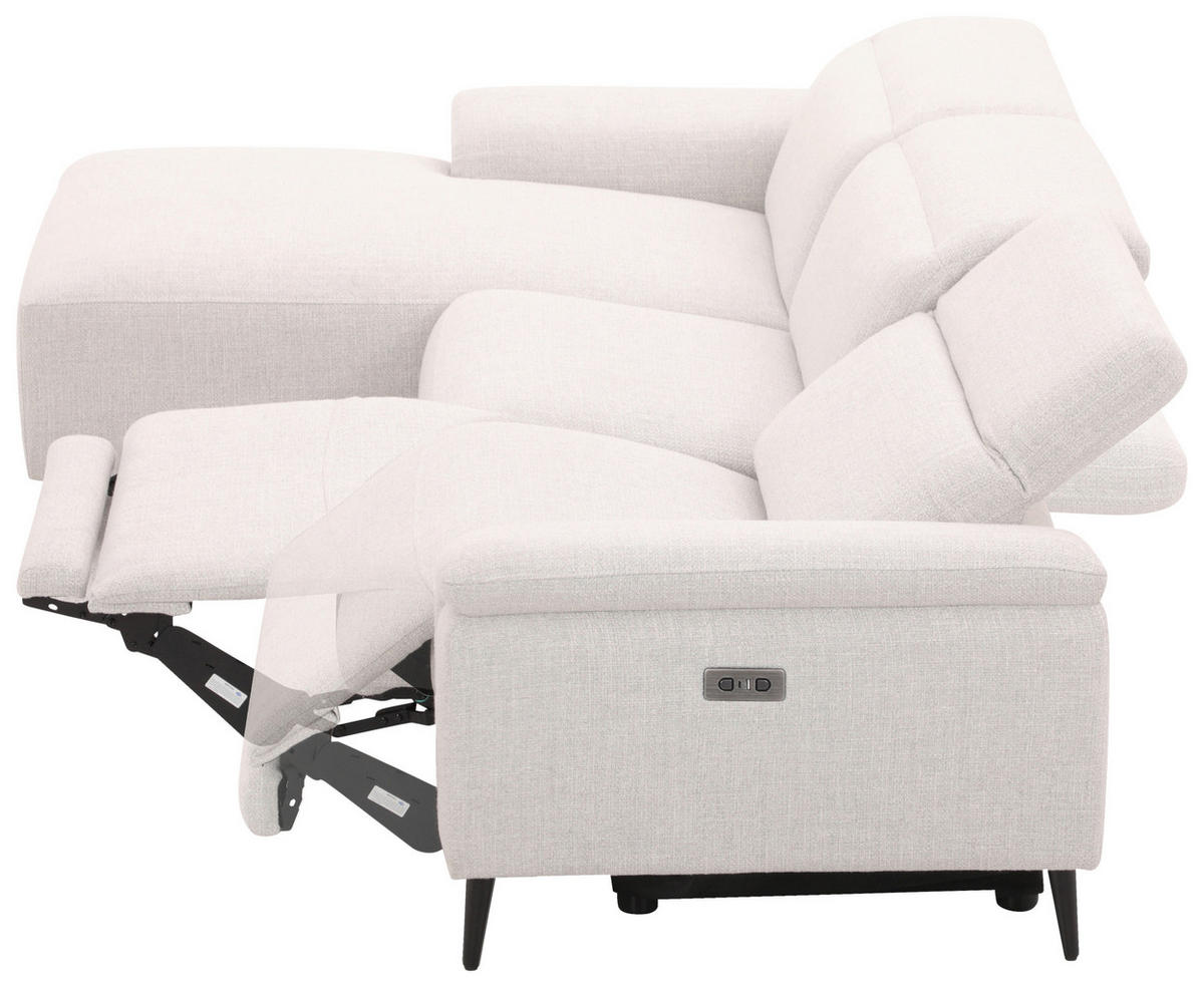 ECKSOFA inkl. Funktionen Hellgrau Leinenoptik  - Schwarzchrom/Hellgrau, Design, Holz/Kunststoff (270/75/171cm) - Xora