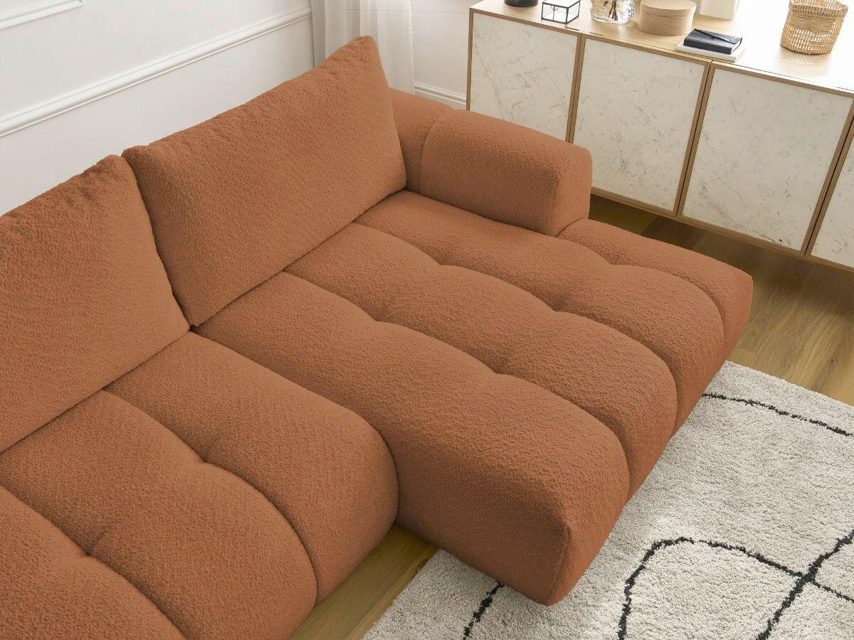 ECKSCHLAFSOFA FUJI Bouclé Orange  inkl.  - Schwarz/Orange, MODERN, Kunststoff/Textil (292/160cm)