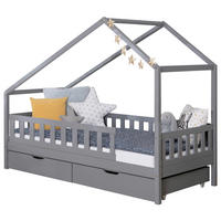 HAUSBETT 90/200 cm Hellgrau  - Hellgrau/Naturfarben, Modern, Holz (90/200cm) - MID.YOU