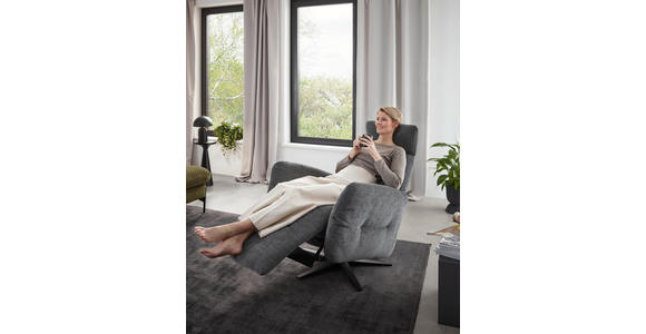 RELAXSESSEL Flachgewebe Kopfteilverstellung, Fußteilverstellung, Rücken echt - Dunkelgrau/Schwarz, Design, Textil/Metall (78/113/90cm) - Dieter Knoll