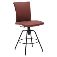 BARHOCKER Echtleder Schwarz, Rot automatische Rückholfunktion, Typenauswahl, Stoffauswahl, Lederauswahl  - Rot/Schwarz, Design, Leder/Metall (52/107/58cm) - Musterring