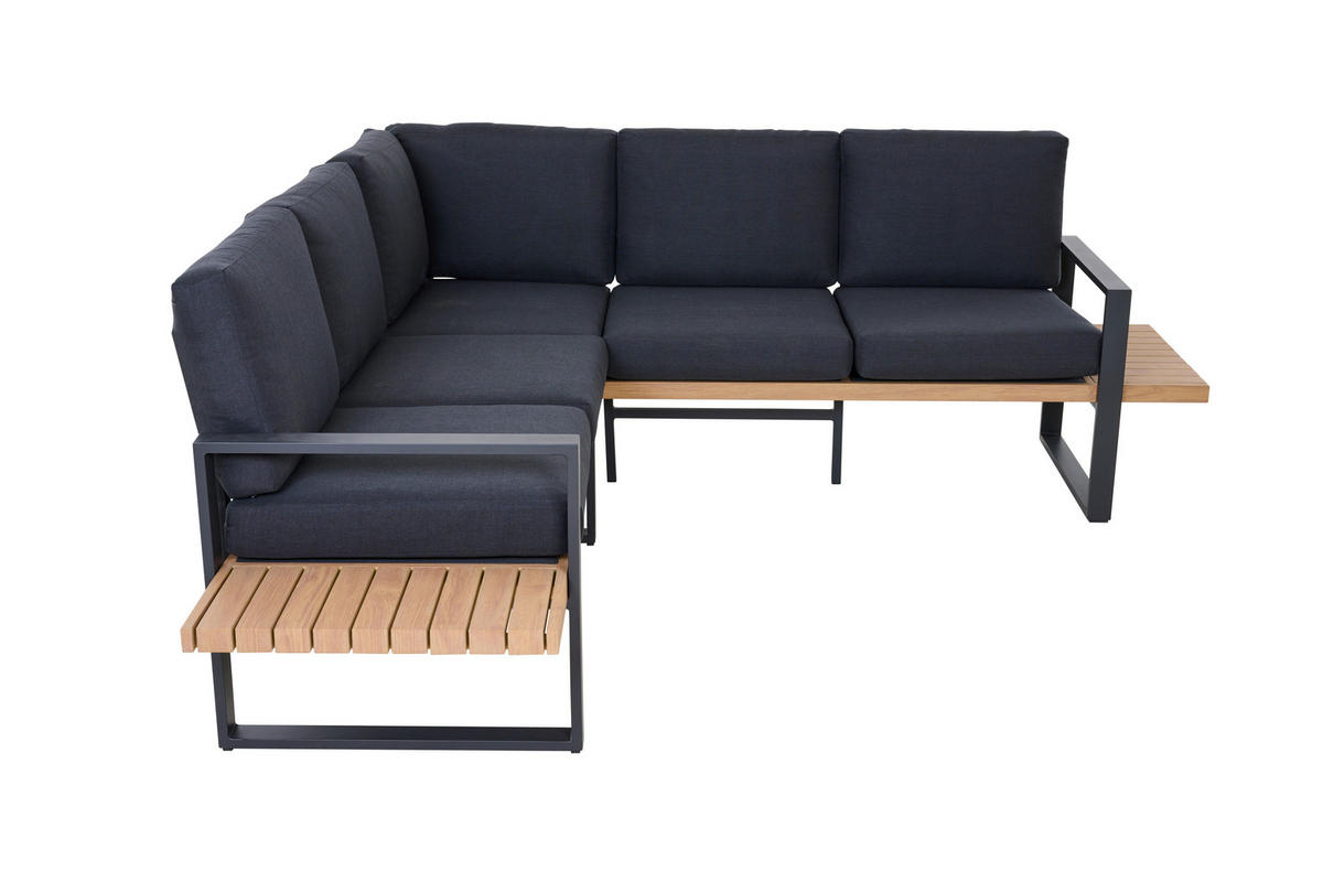 LOUNGEGARNITUR 2-teilig   73,5/78,5/155 cm Aluminium  - Anthrazit/Teakfarben, Basics, Textil/Metall (73,5/78,5/155cm) - Siena Garden