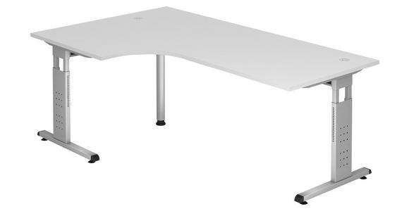 ECKSCHREIBTISCH 200/120/65-85 cm Weiß seitenverkehrt montierbar, höhenverstellbar  - Silberfarben/Weiß, KONVENTIONELL, Holzwerkstoff/Metall (200/120/65-85cm) - Venda