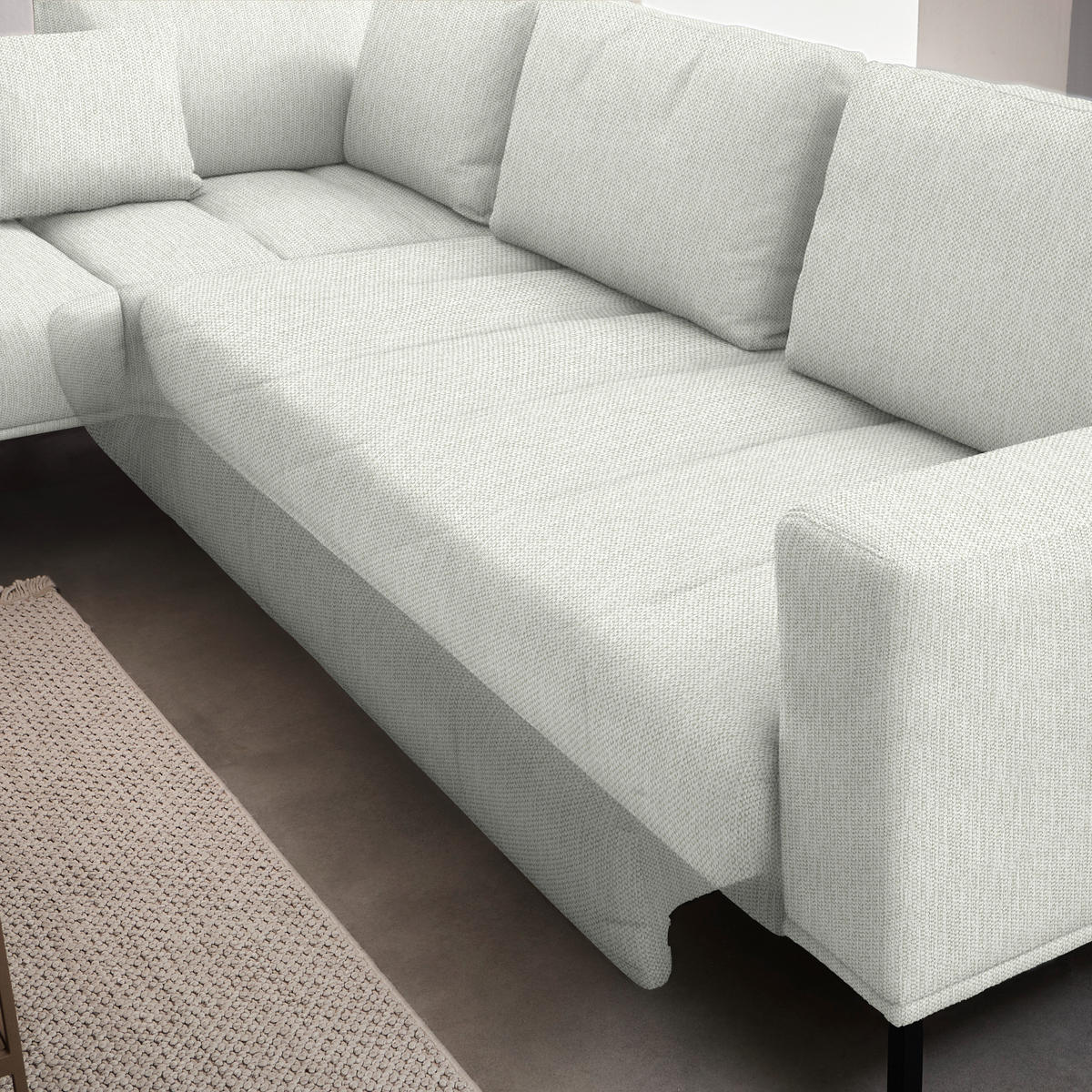 ECKSOFA Flachgewebe Weiss  - Weiss/Schwarz, Design, Textil/Metall (270/308cm) - Pure Home Lifestyle