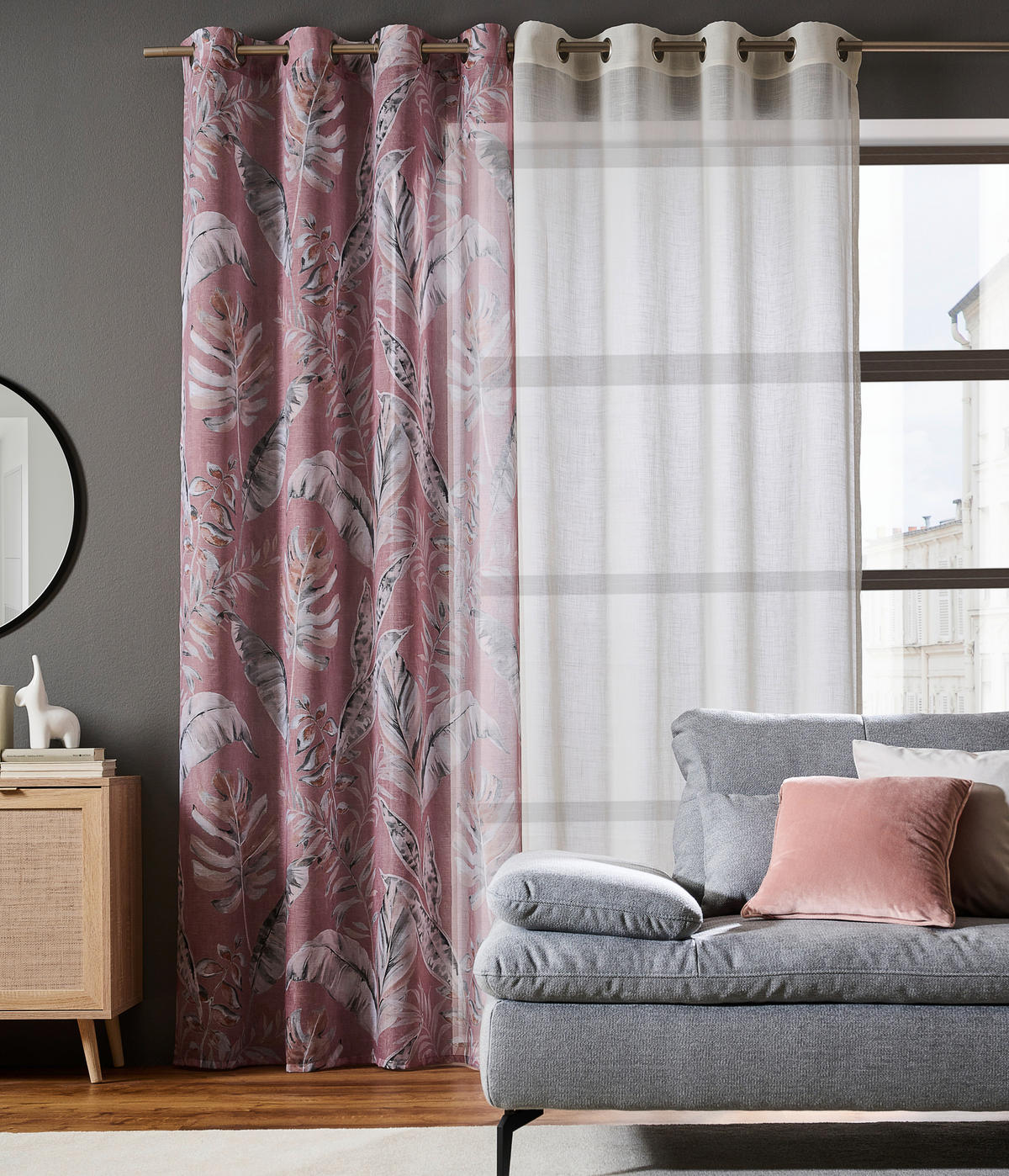 ÖSENVORHANG halbtransparent  - Rosa, Design, Textil (140/245cm) - Esposa
