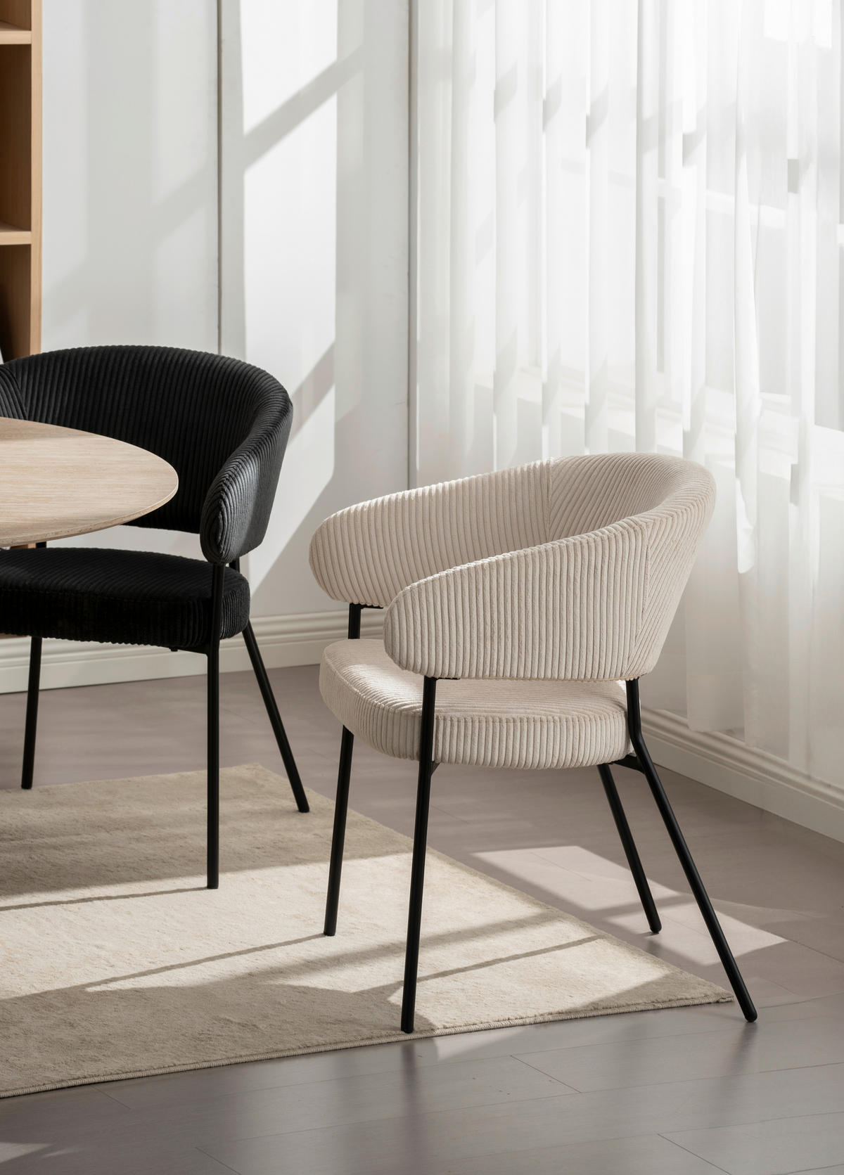 ARMLEHNSTUHL  in Eisen Cord  - Beige/Schwarz, LIFESTYLE, Holz/Textil (60/81/60cm) - Livetastic