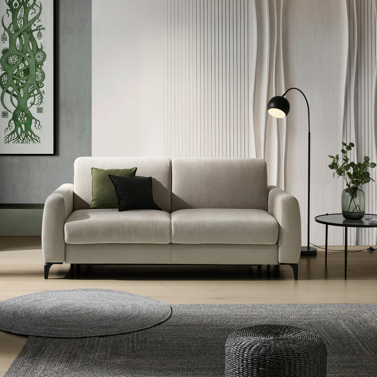 KANAPÉÁGY fa, textil  - fekete, Konventionell, textil/fa (203/88/102cm) - Novel