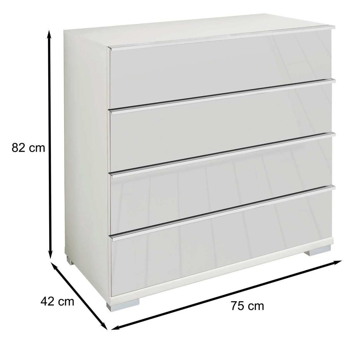 KOMMODE 75/82/42 cm  in Weiss  - Chromfarben/Weiss, Basics, Glas/Holzwerkstoff (75/82/42cm) - Venda