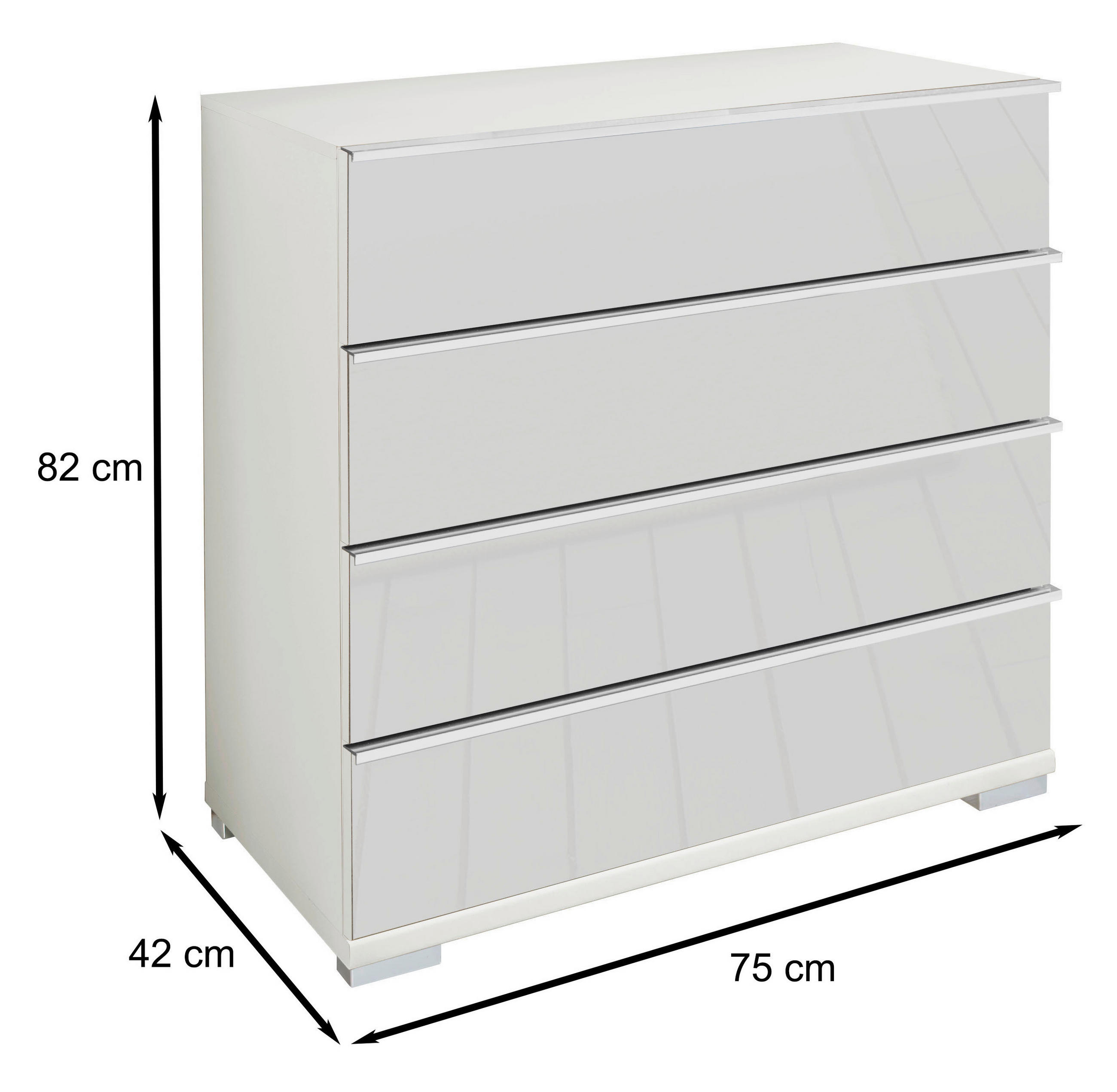 Thumbnail - Venda Kommode, Weiß, Metall, 4 Schublade(n) Schubladen, 75x82x42 cm, Goldenes M, Made in Germany, Typenauswahl, Beimöbel...