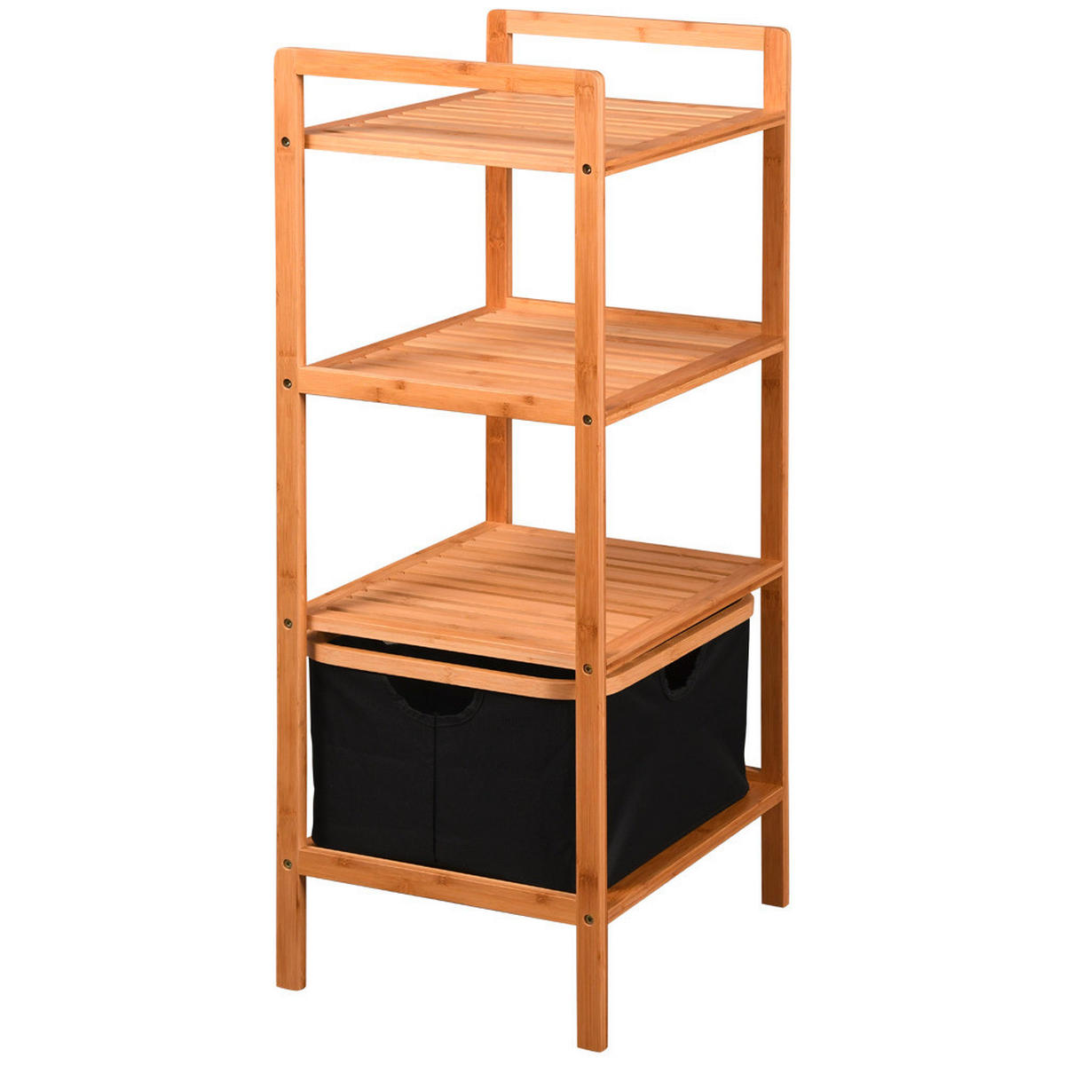 BADEZIMMERREGAL 44/33/93,5 cm  - Hellbraun/Schwarz, KONVENTIONELL, Holz/Textil (44/33/93,5cm) - Kesper
