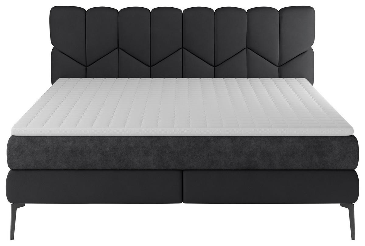 BOXSPRINGBETT 160/200 cm  in Schwarz  - Schwarz, Design, Leder/Textil (160/200cm) - Esposa