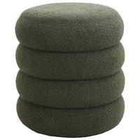 HOCKER Teddystoff Grün  - Schwarz/Grün, Basics, Kunststoff/Textil (42/45/42cm) - Xora