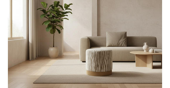 HOCKER Jacquard Esche Beige, Hellbraun  - Hellbraun/Beige, LIFESTYLE, Holz/Textil (40/40/40cm) - Xora