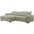 ECKSOFA Beige Mikrofaser Rücken echt, Relaxfunktion, Kopfteilverstellung  - Beige/Schwarz, Design, Holz/Textil (172/256cm) - Carryhome