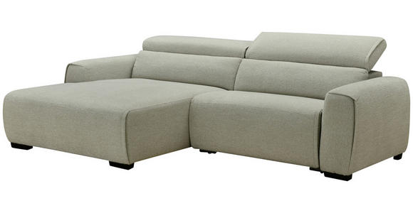 ECKSOFA Beige Mikrofaser Rücken echt, Relaxfunktion, Kopfteilverstellung  - Beige/Schwarz, Design, Holz/Textil (172/256cm) - Carryhome