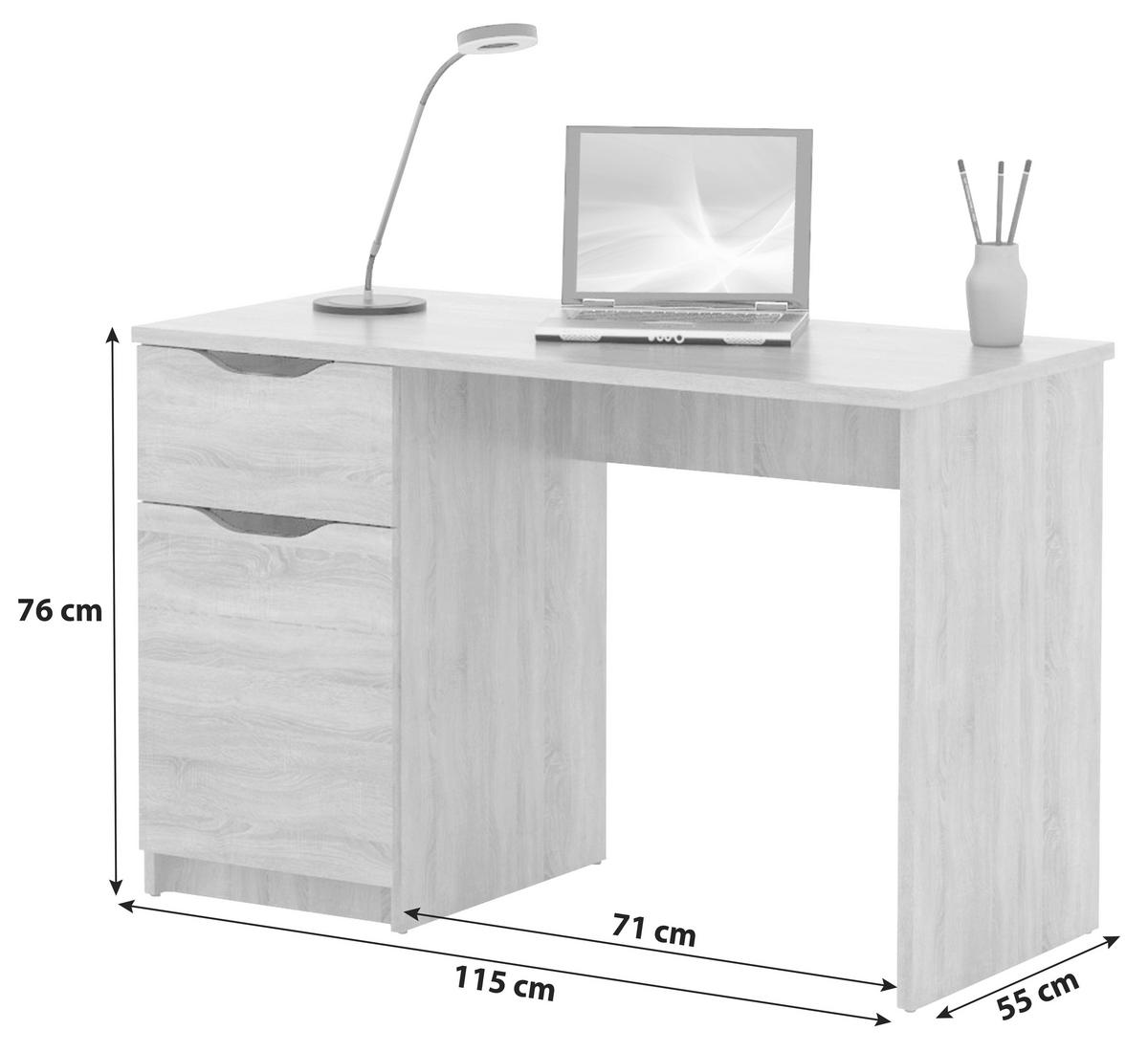 SKRIVBORD 115/55/76 cm  i vit  - vit, Klassisk, trämaterial (115/55/76cm) - MID.YOU