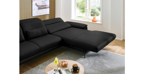 ECKSOFA in Echtleder Schwarz  - Schwarz, Design, Leder/Metall (332/193cm) - Dieter Knoll