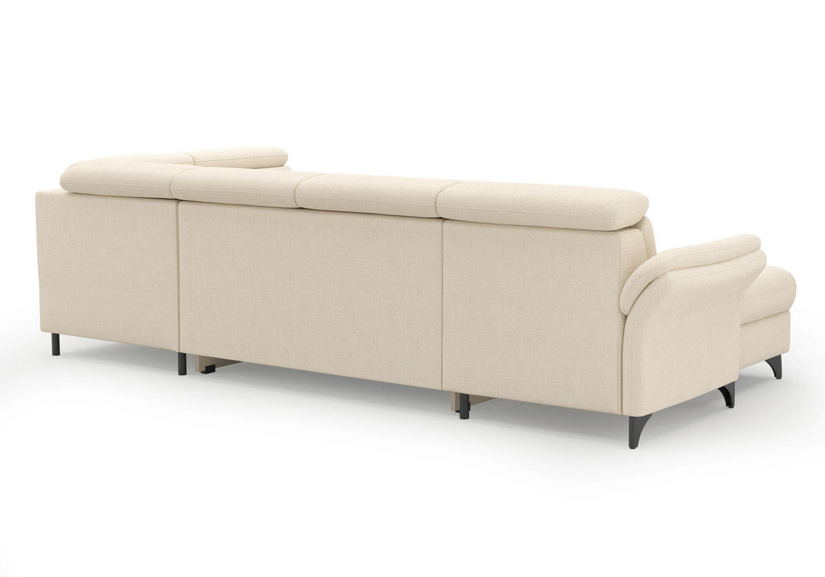 WOHNLANDSCHAFT GLENDALE E Sandfarben Chenille  - Sandfarben/Schwarz, KONVENTIONELL, Textil/Metall (166/321/193cm) - Sit & More