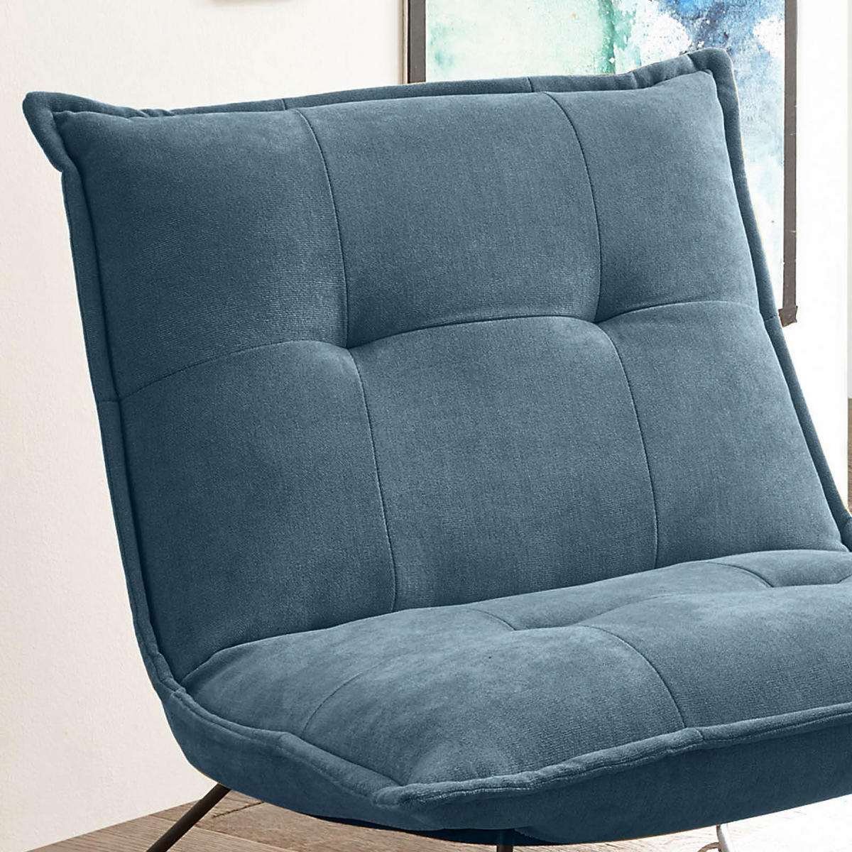 SESSEL Mikrovelours Blau    - Blau/Schwarz, Basics, Textil/Metall (69/76/86cm) - MID.YOU