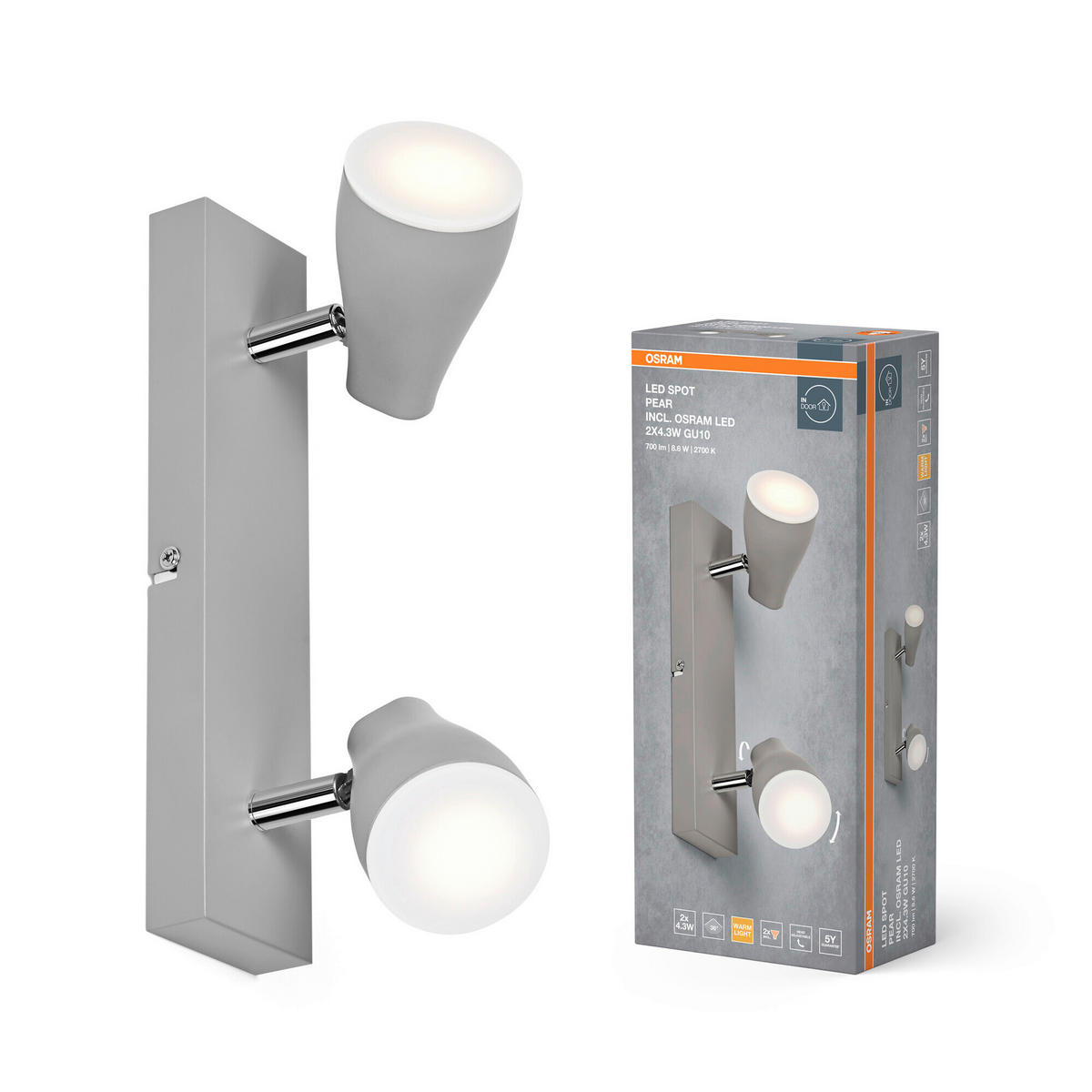LED-STRAHLER 27,4/6/13,1 cm   - Grau, Basics, Kunststoff/Metall (27,4/6/13,1cm) - Osram