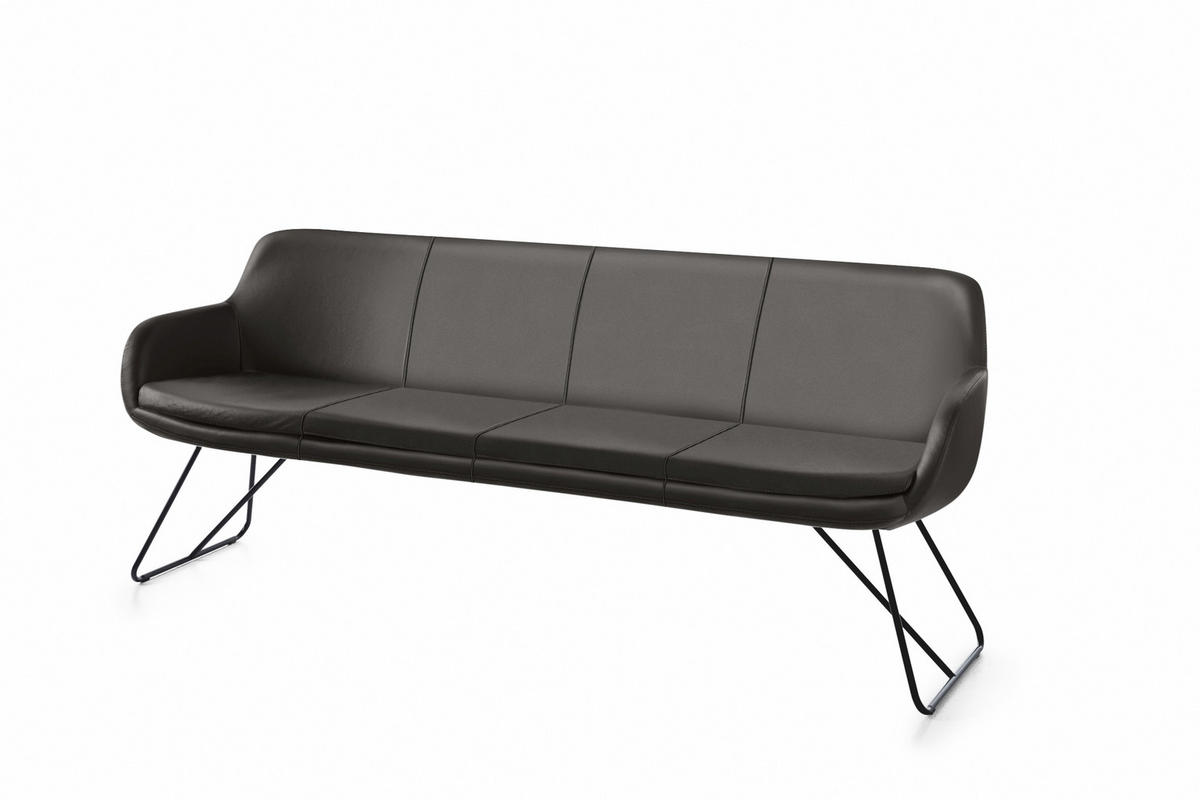 SITZBANK 200/87/65 cm Echtleder Dunkelbraun Metall  - Dunkelbraun/Schwarz, Design, Leder/Metall (200/87/65cm) - Musterring
