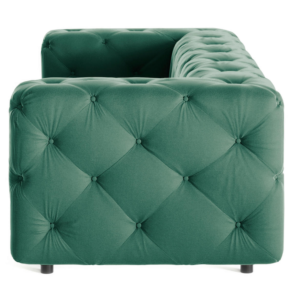 3-SITZER-SOFA Fresco in Samt Dunkelgrün  - Dunkelgrün/Schwarz, Design, Kunststoff/Textil (230/71/100cm) - P & B