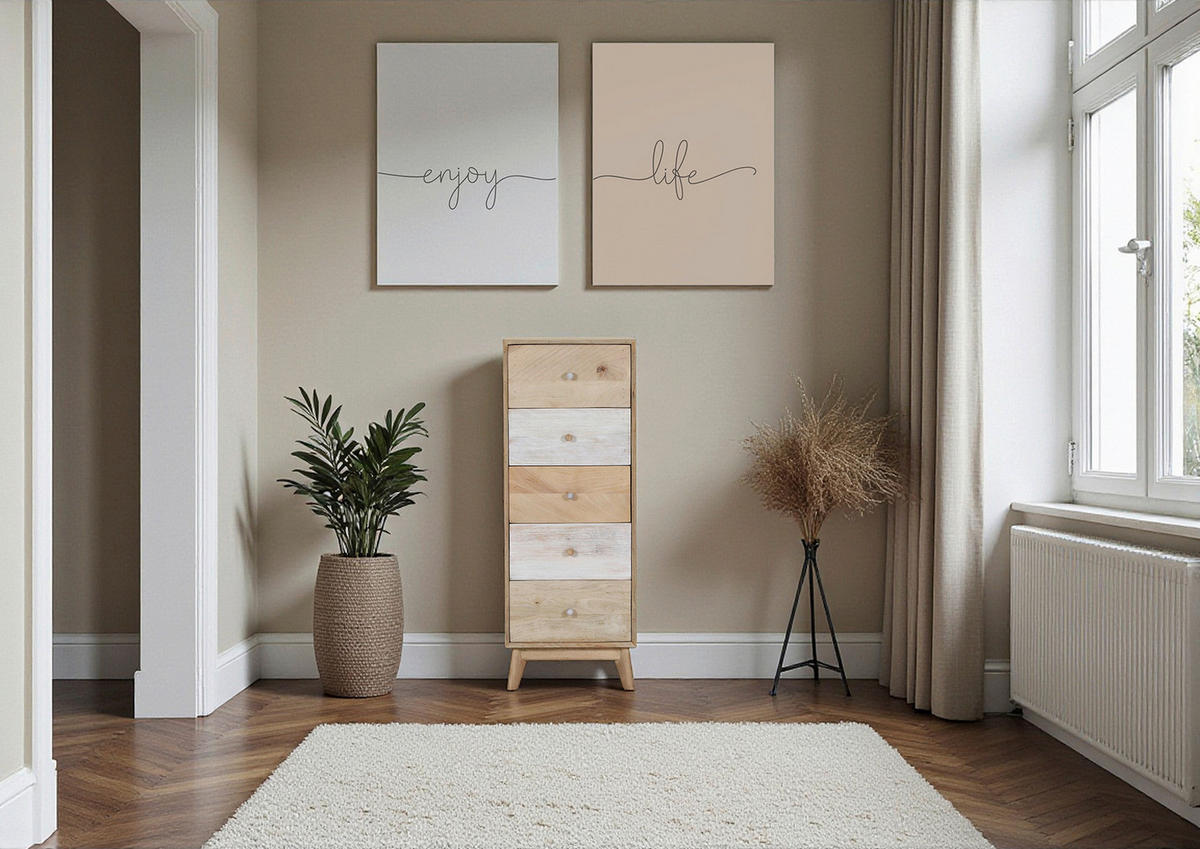KOMMODE Kata  in 45/120/40 cm  - Naturfarben/Weiß, Design, Holz (45/120/40cm) - Landscape