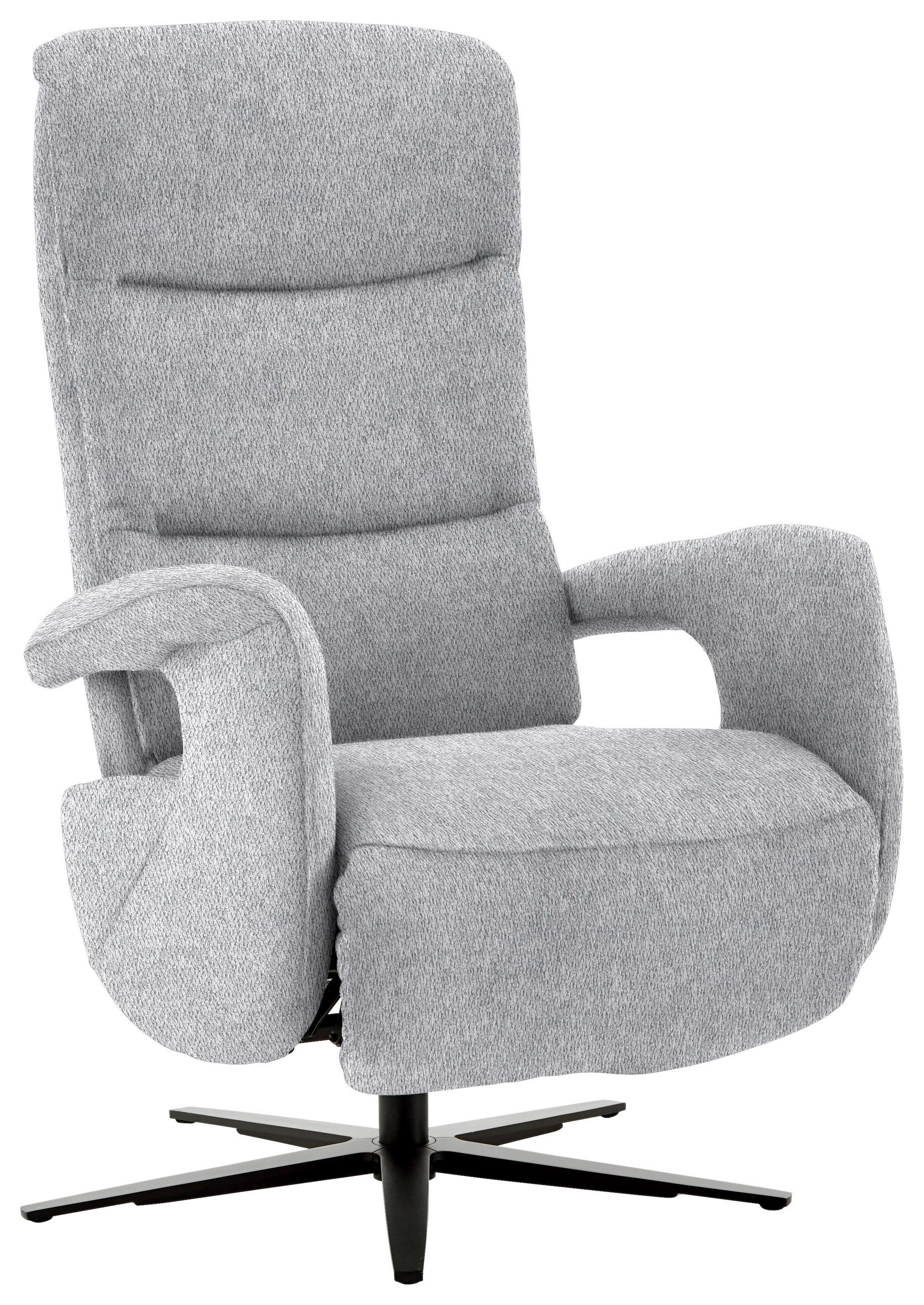 RELAXSESSEL in Textil Hellgrau  - Hellgrau/Schwarz, Design, Textil/Metall (71/112/83-176cm) - Beldomo Style