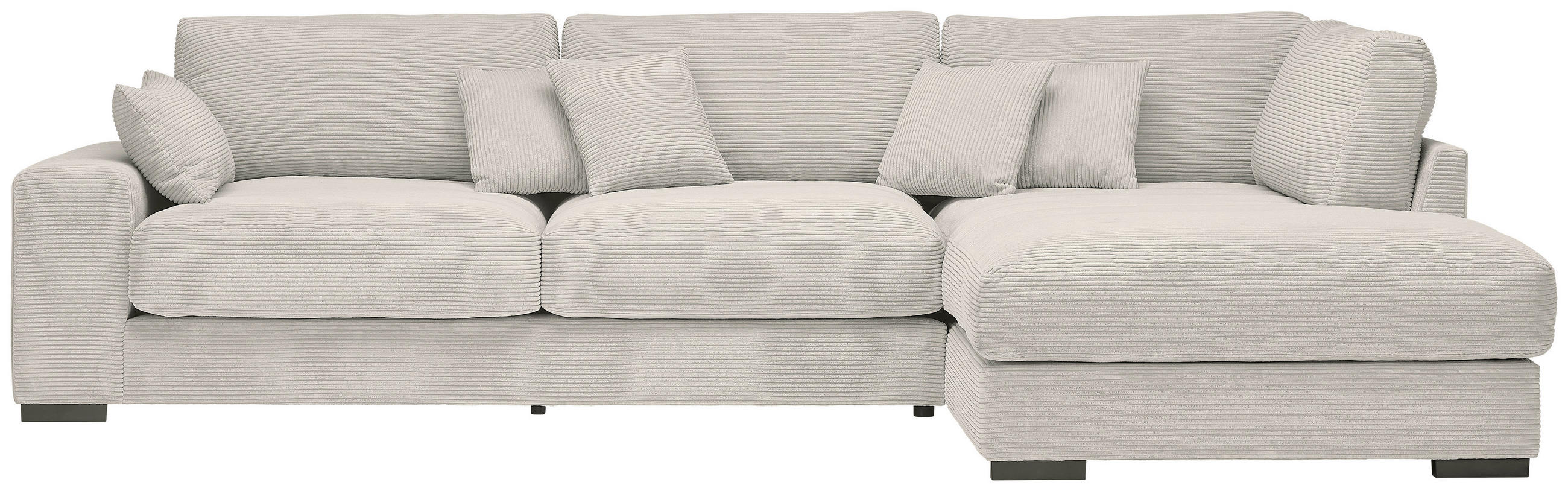 ECKSOFA in Cord Hellgrau  340/205 cm  - Hellgrau/Schwarz, Design, Kunststoff/Textil (340/205cm) - Lomoco