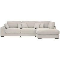 ECKSOFA in Cord Hellgrau  340/205 cm  - Hellgrau/Schwarz, Design, Kunststoff/Textil (340/205cm) - Lomoco