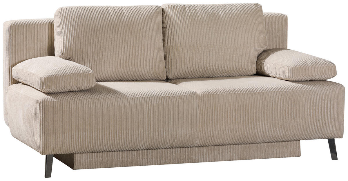 SCHLAFSOFA Cord Creme  - Creme/Schwarz, Modern, Textil/Metall (197/92/88cm) - Venda