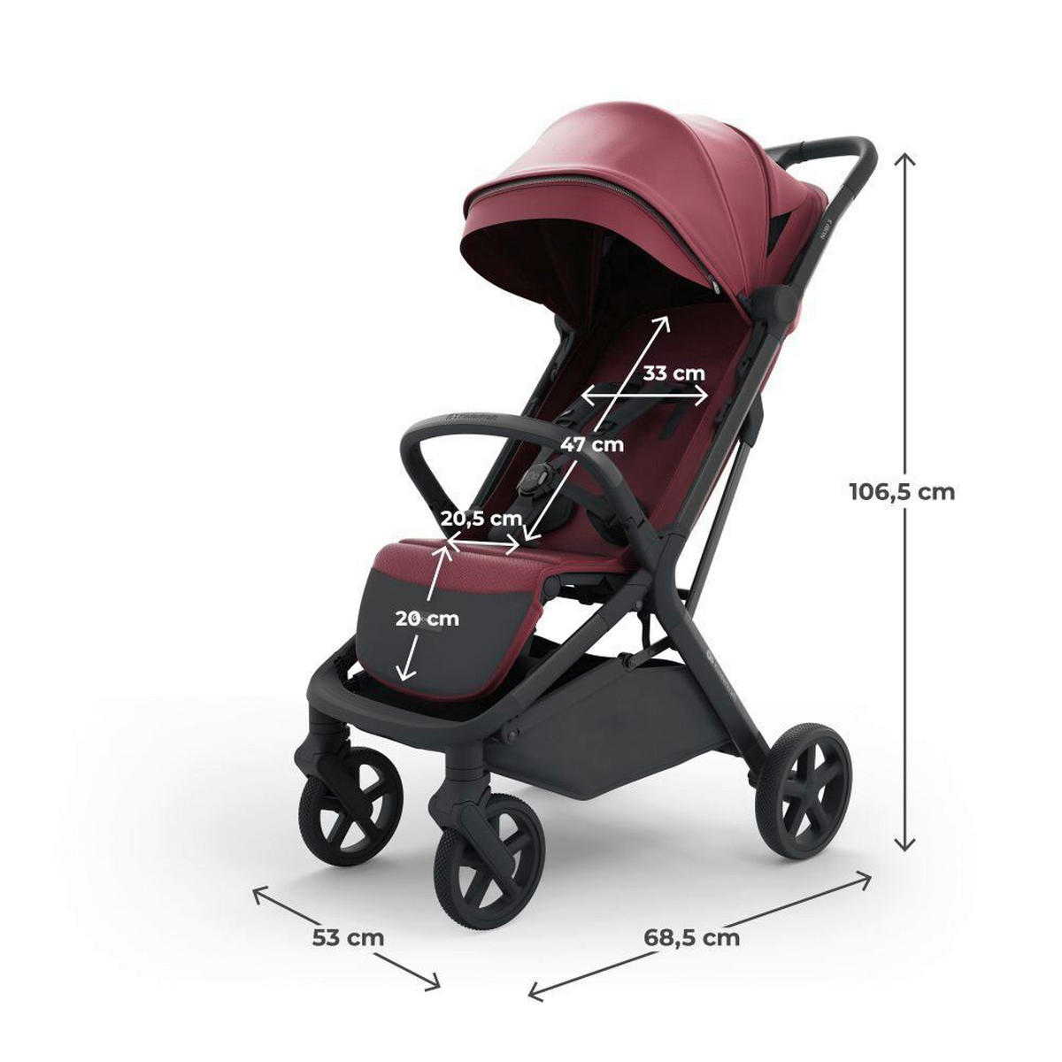 DJEČJA KOLICA  NUBI 3  - tamno ružičasta, Basics, metal/tekstil (68,5/53/106,5cm) - Kinderkraft