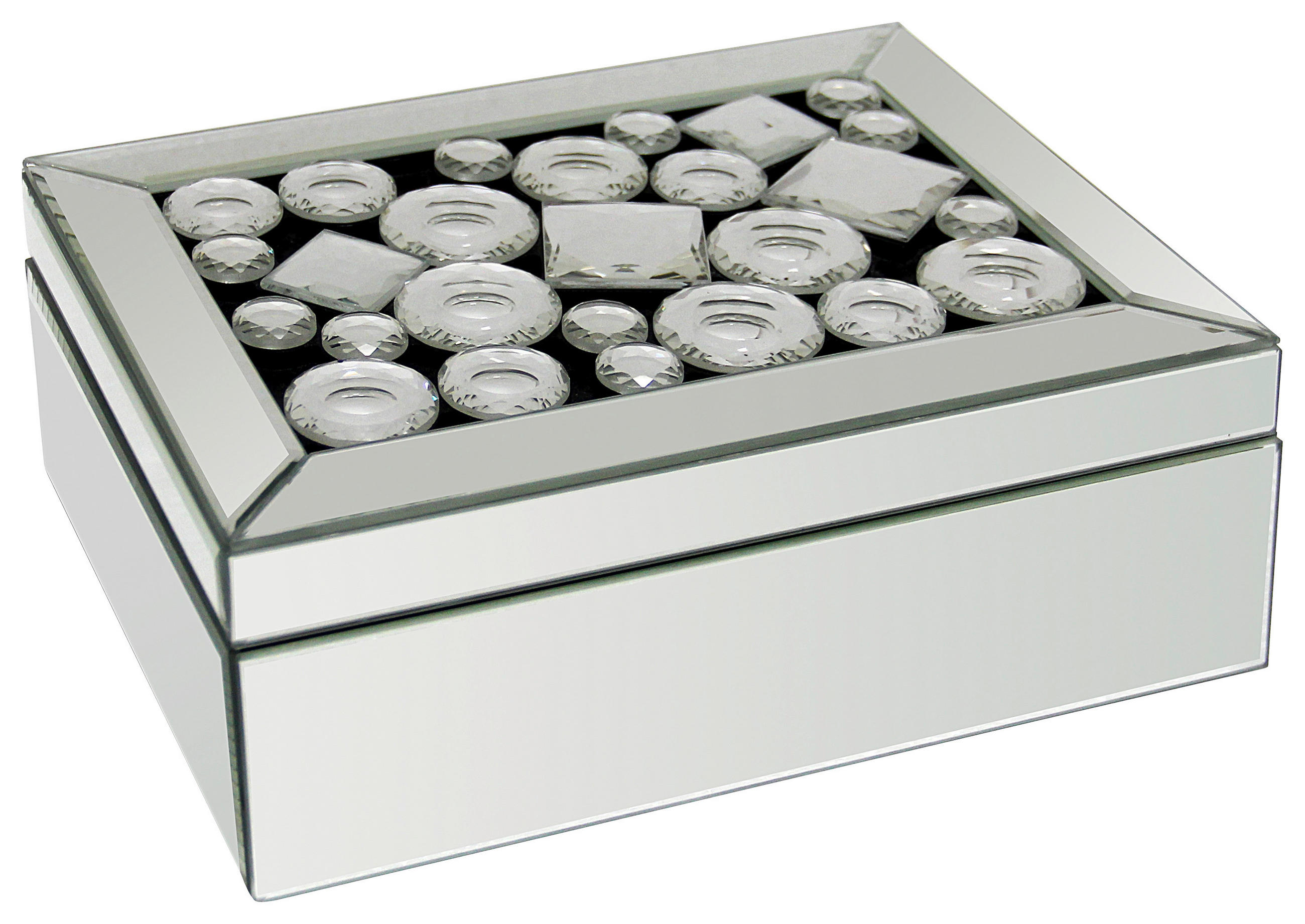 SCHMUCKBOX - Klar/Silberfarben, Basics, Glas/Holzwerkstoff (25,5/18,5/9,5cm) - Ambia Home