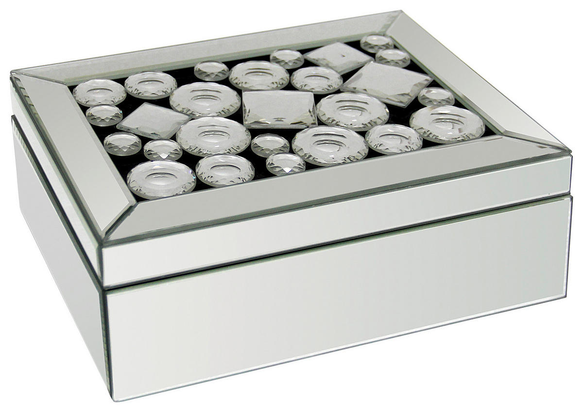 SCHMUCKBOX - Klar/Silberfarben, Basics, Glas/Holzwerkstoff (25,5/18,5/9,5cm) - Ambia Home
