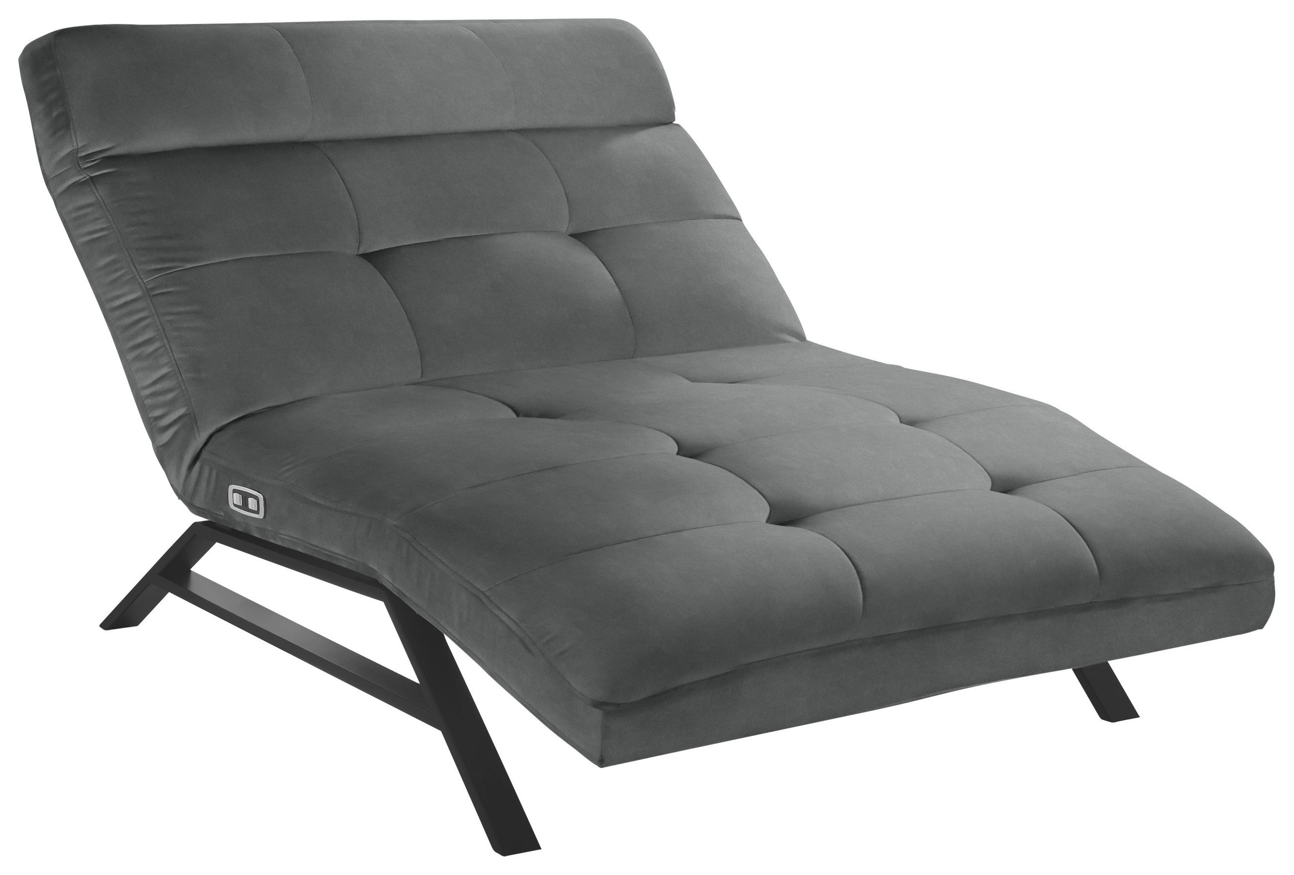 Liege mit motorischer Relaxfkt Mikrofaser Dunkelgrau  - Dunkelgrau/Schwarz, Design, Textil/Metall (120/54-113/158-198cm) - Pure Home Lifestyle