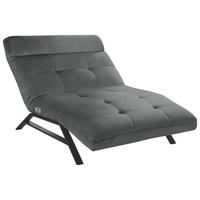 RELAXLIEGE in Mikrofaser Dunkelgrau  - Dunkelgrau/Schwarz, Design, Textil/Metall (120/54-113/158-198cm) - Pure Home Lifestyle