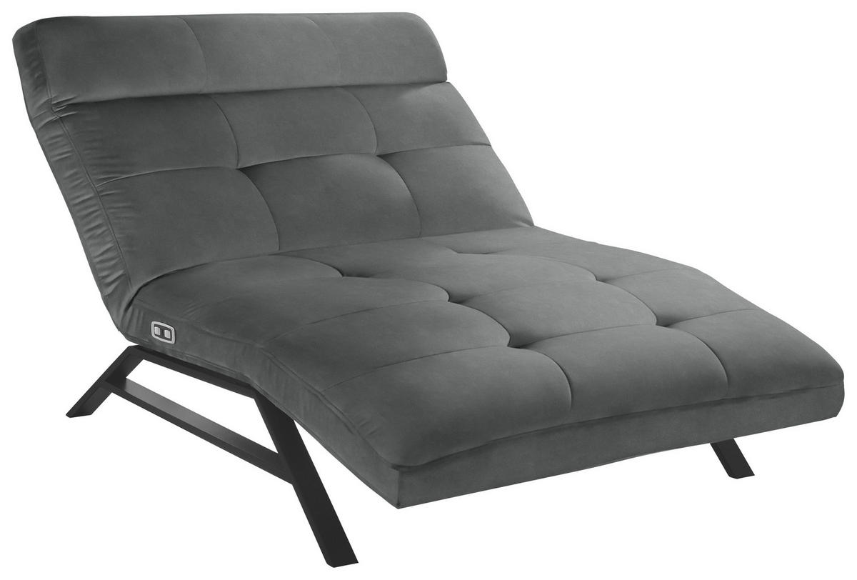 RELAXLIEGE in Mikrofaser Dunkelgrau  - Dunkelgrau/Schwarz, Design, Textil/Metall (120/54-113/158-198cm) - Pure Home Lifestyle