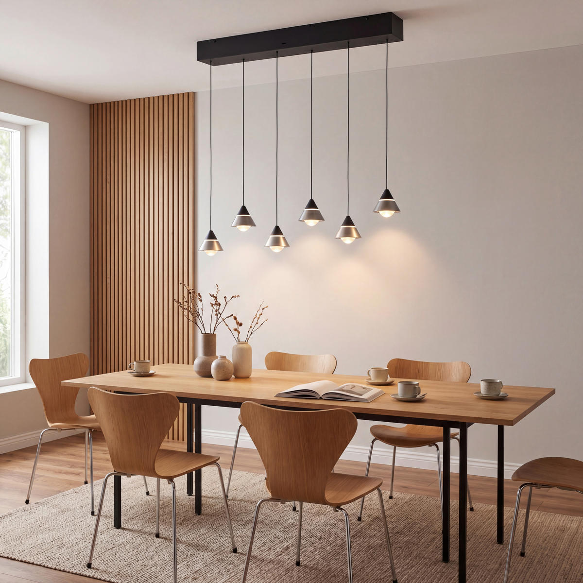 LED-HÄNGELEUCHTE Romeo 75/10/200 cm   - Transparent/Schwarz, Design, Kunststoff/Metall (75/10/200cm) - Trio Leuchten