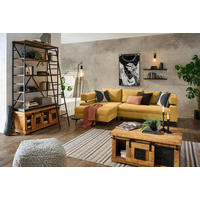 ECKSOFA in Chenille Currygelb  - Currygelb/Schwarz, KONVENTIONELL, Textil/Metall (184/265cm) - Hom`in