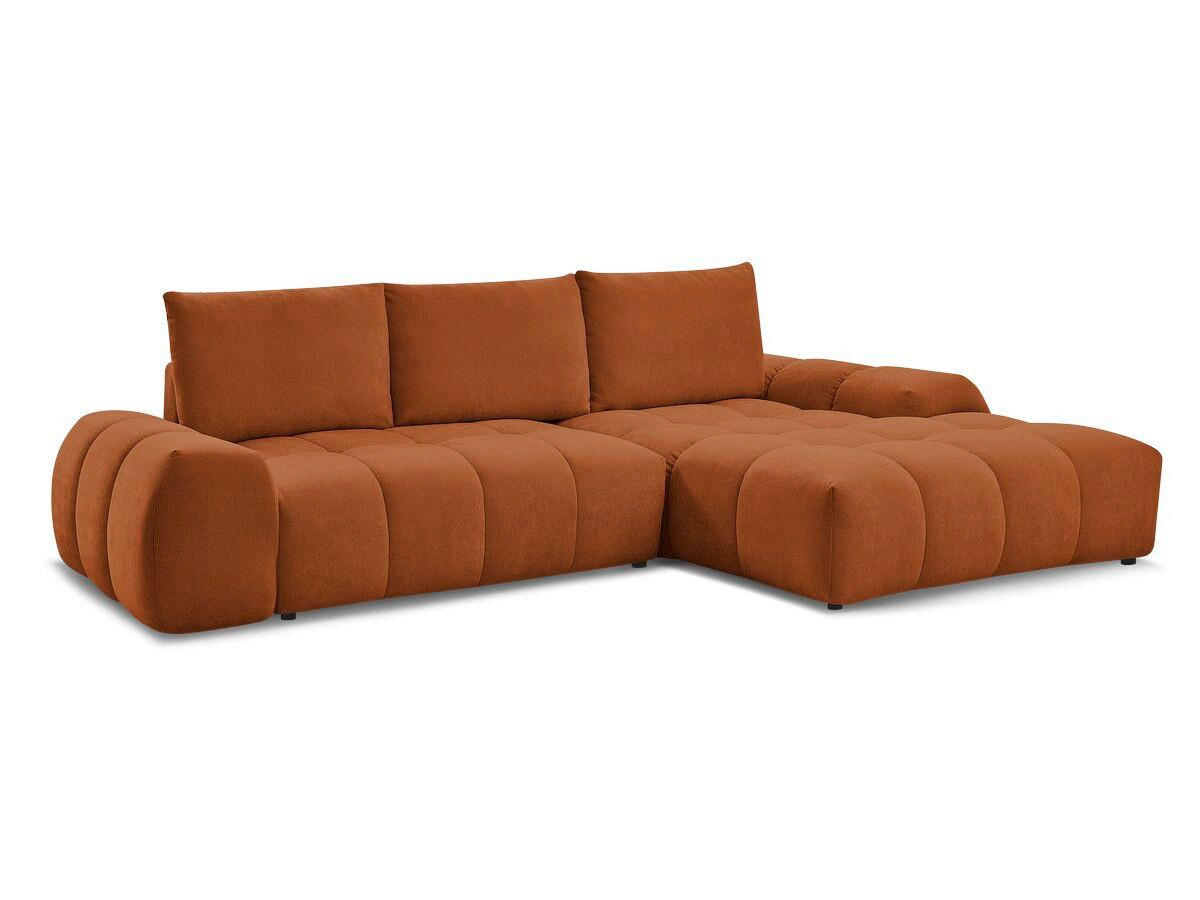 ECKSCHLAFSOFA EVEREST  mit Rücken echt, Armteil links, Armteil rechts Struktur Orange  - Schwarz/Orange, MODERN, Kunststoff/Textil (318/180cm) - Livetastic