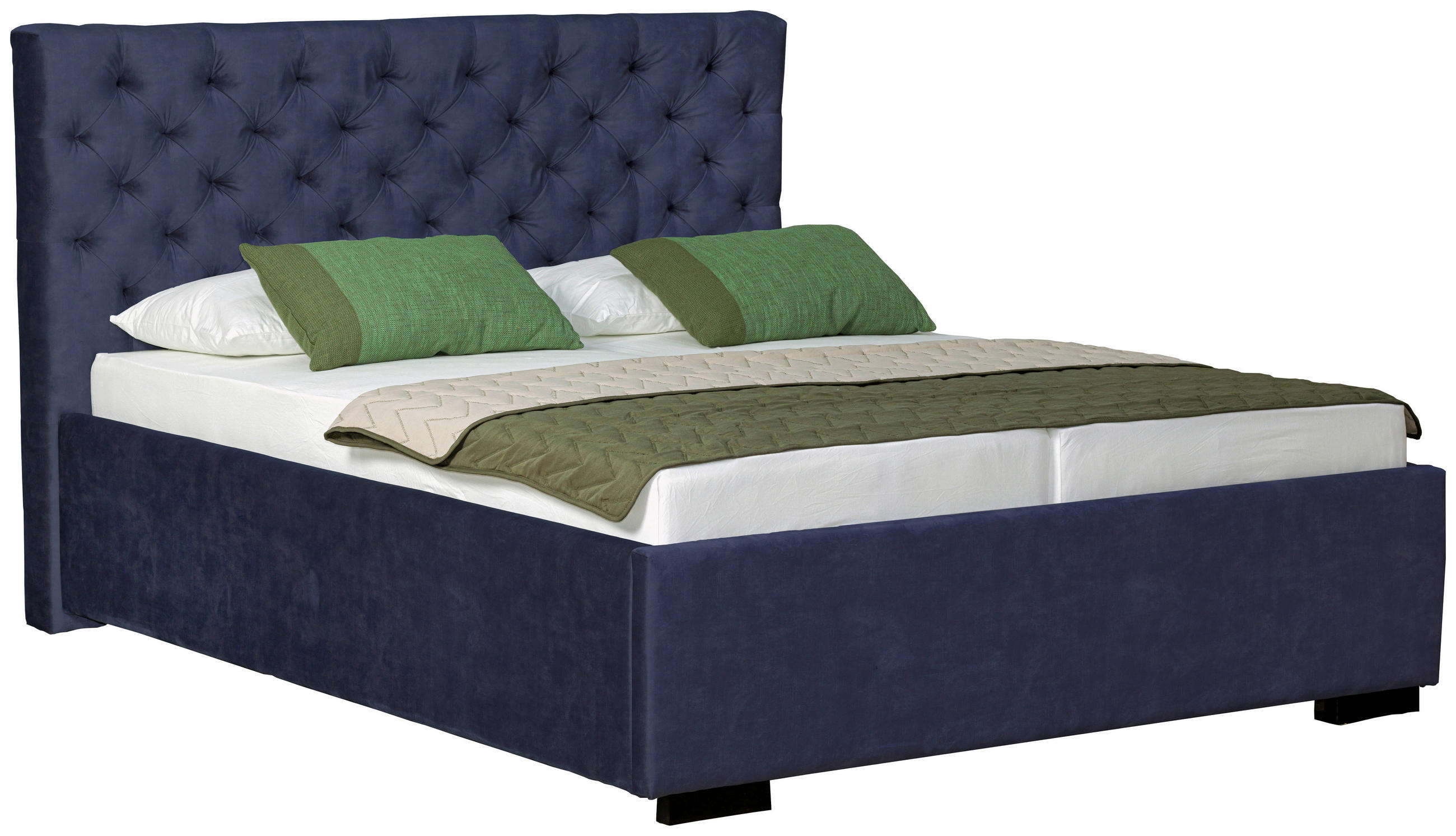 POLSTERBETT 180/200 cm  in Dunkelblau  - Schwarz/Dunkelblau, Design, Holz/Textil (180/200cm) - Boxxx