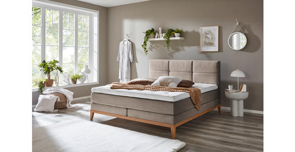 BOXSPRINGBETT 180/200 cm in Taupe - Taupe/Eichefarben, KONVENTIONELL, Holz/Textil (180/200cm) - Carryhome