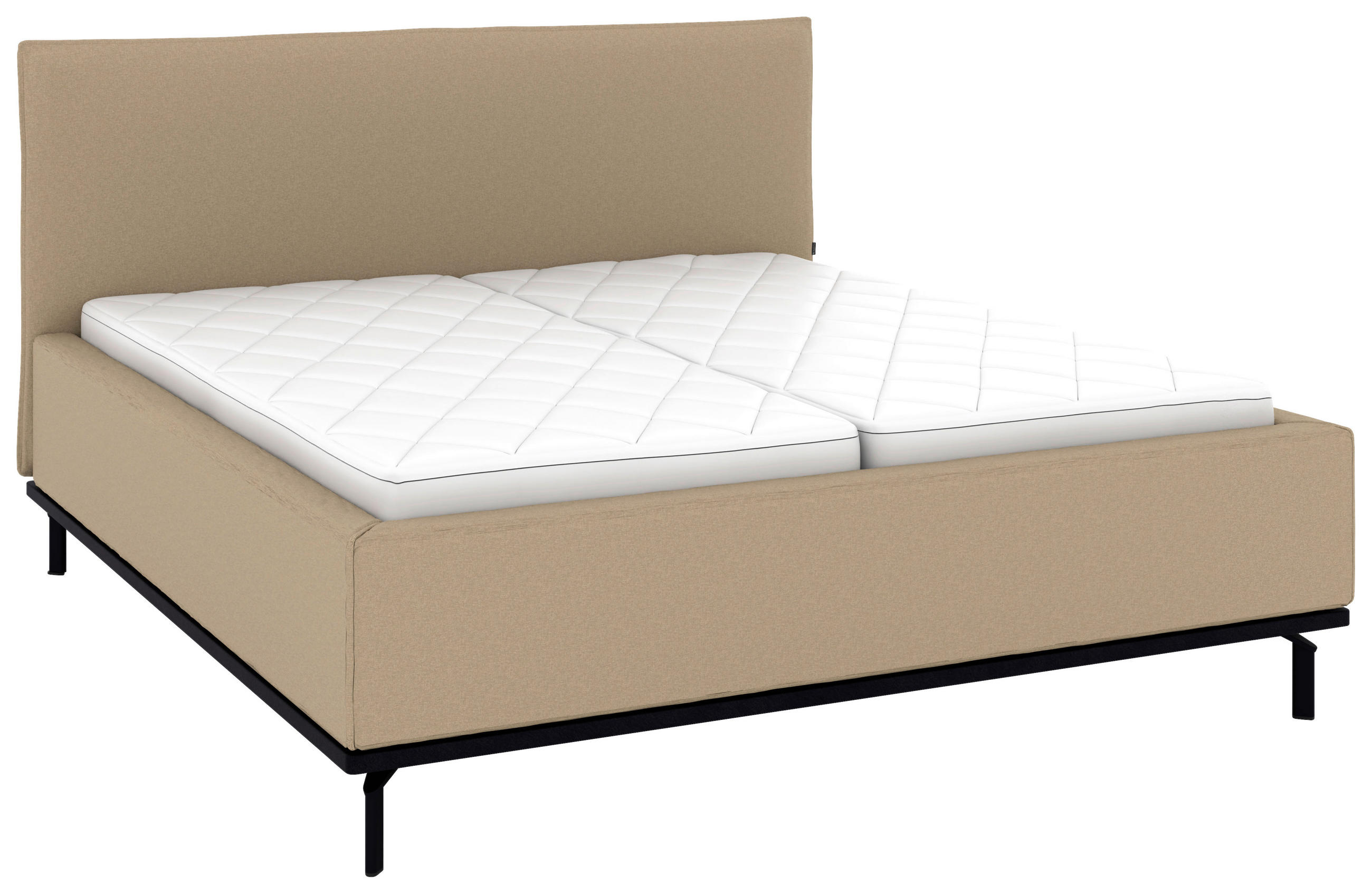 POLSTERBETT 180/200 cm,  in Beige, Matratze, Lattenrost, Bettkasten, H2 + H3 = mittel + fest  - Beige/Graphitfarben, Design, Holz/Textil (180/200cm) - Musterring