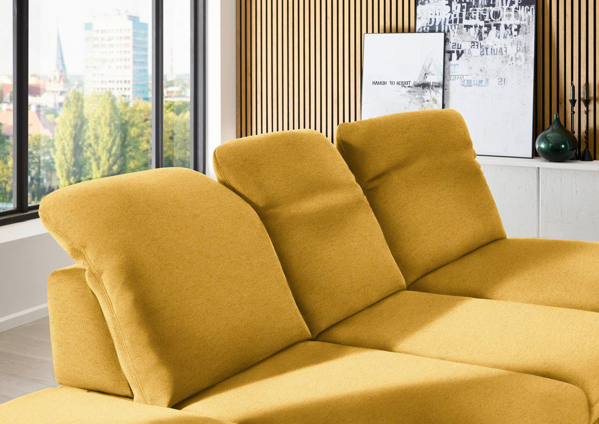 ECKSOFA  in Chenille Currygelb  288/198 cm  - Currygelb/Schwarz, Design, Textil/Metall (288/198cm) - Beldomo Style