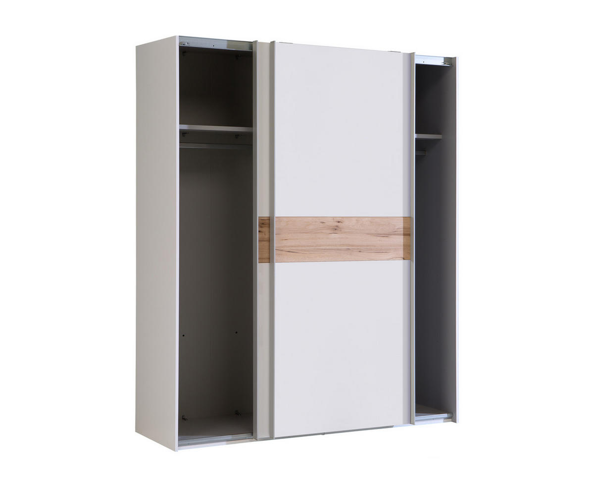 OMARA Z DRSNIMI VRATI, bela, barve hrasta  - barve hrasta/bela, Konvencionalno, kovina/leseni material (170,3/210,5/61,2cm) - Xora