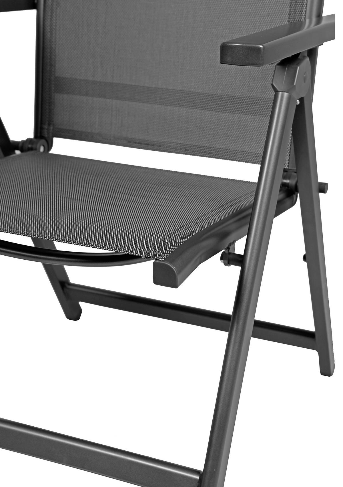 GARTENKLAPPSESSEL in Metall, Kunststoff, Textil Anthrazit, Grau, Silberfarben  - Anthrazit/Silberfarben, KONVENTIONELL, Kunststoff/Textil (58/110/67cm) - Ambia Garden