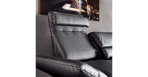 ZWEISITZER-SOFA in Echtleder Schwarz - Chromfarben/Schwarz, Design, Leder/Metall (172-226/83/96cm) - Dieter Knoll