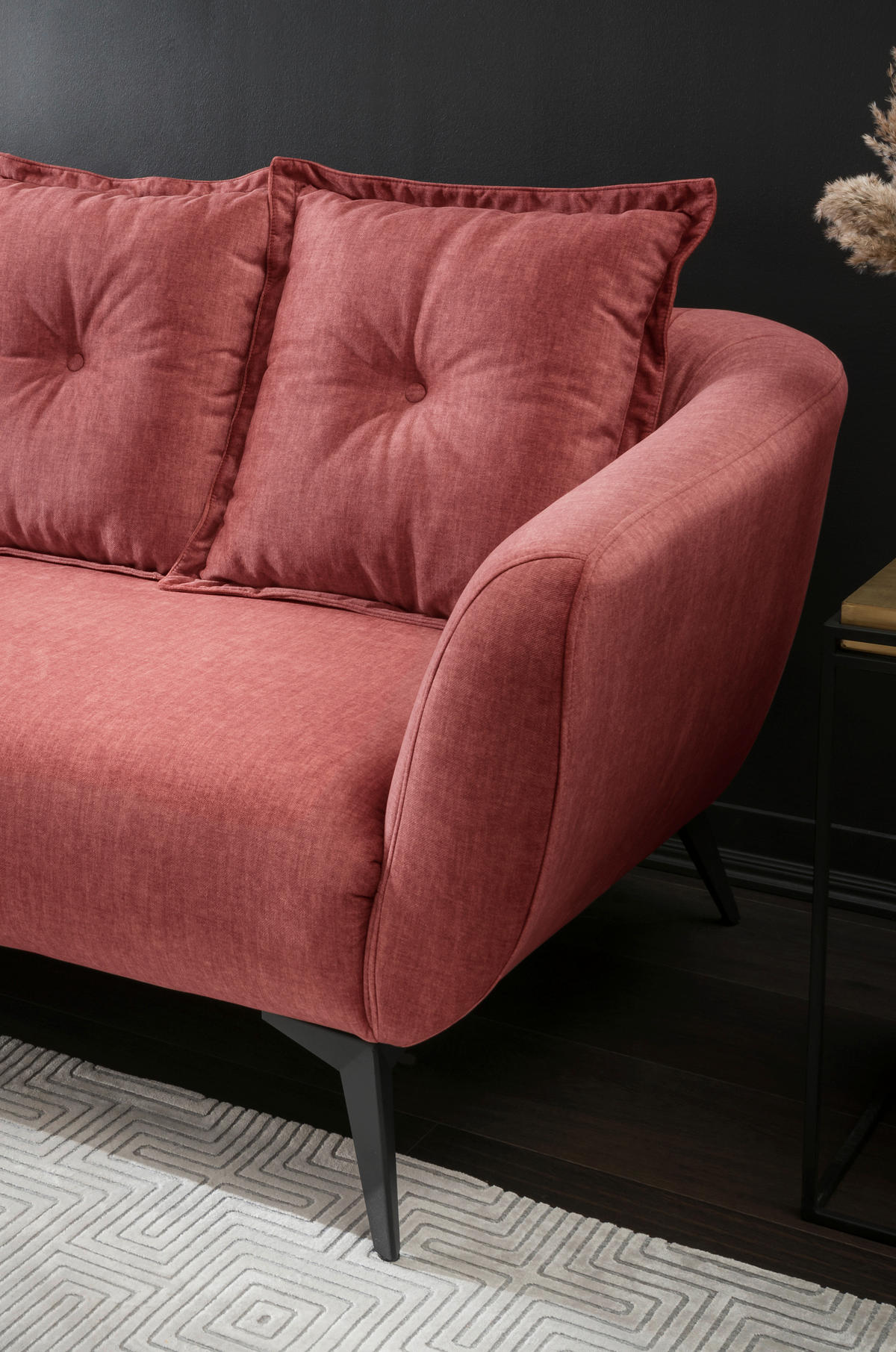 3-SITZER-SOFA in Velours Koralle, Multicolor  - Koralle/Multicolor, Basics, Holz/Textil (236/94/103cm) - Livetastic