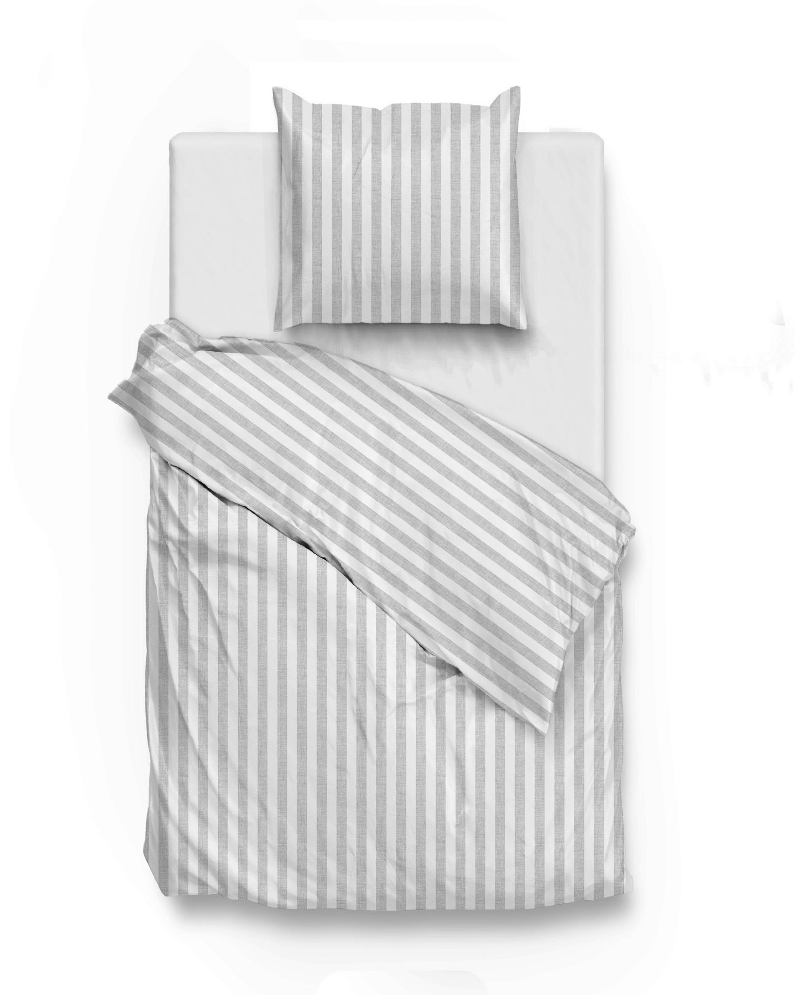 BETTWÄSCHE 2-teilig Banda-di-Lino Renforcé 135/200 cm  - Hellgrau, Basics, Textil (135/200cm)