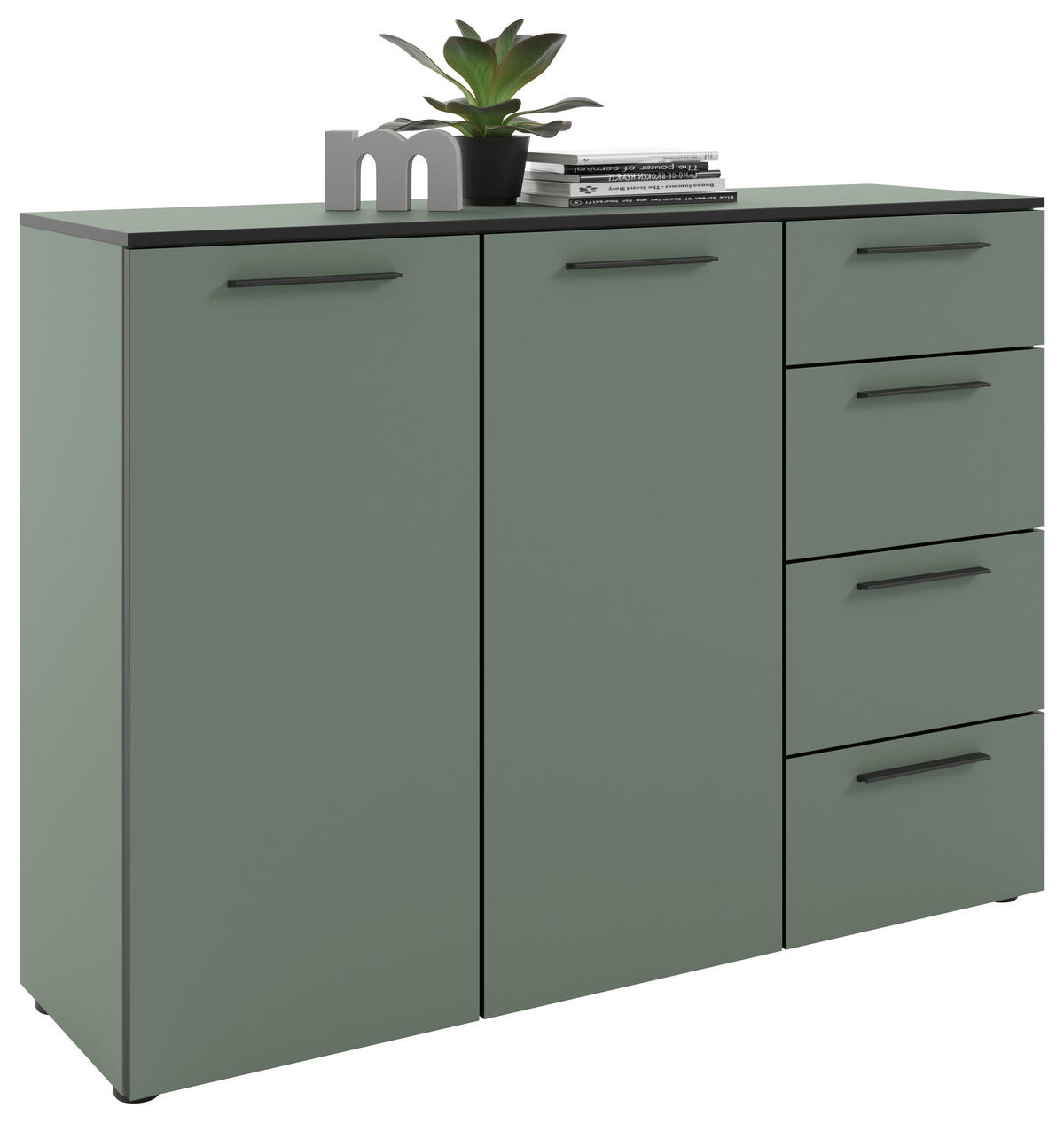 SIDEBOARD Soul  in 135/99,8/40 cm  - Schilfgrün/Schwarz, MODERN, Holzwerkstoff/Kunststoff (135/99,8/40cm)